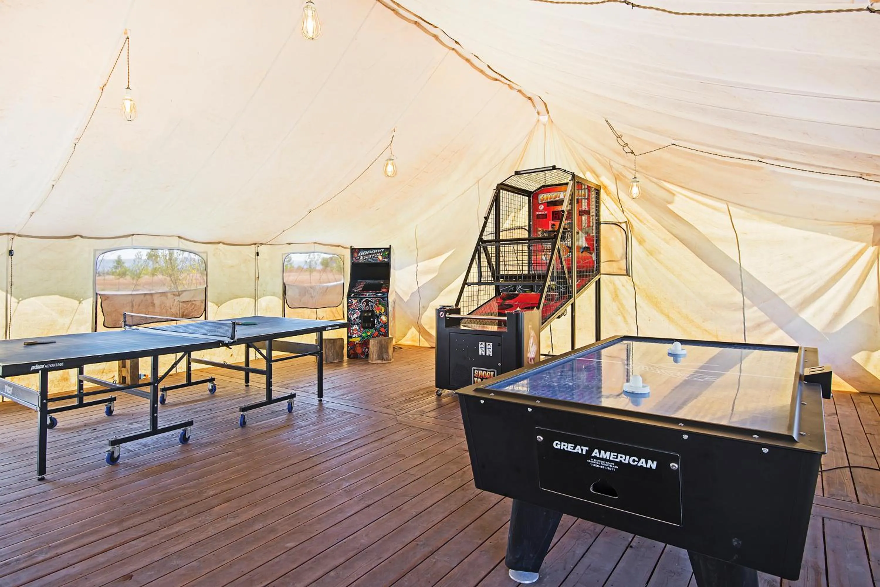 Game Room in Conestoga Ranch Glamping Resort