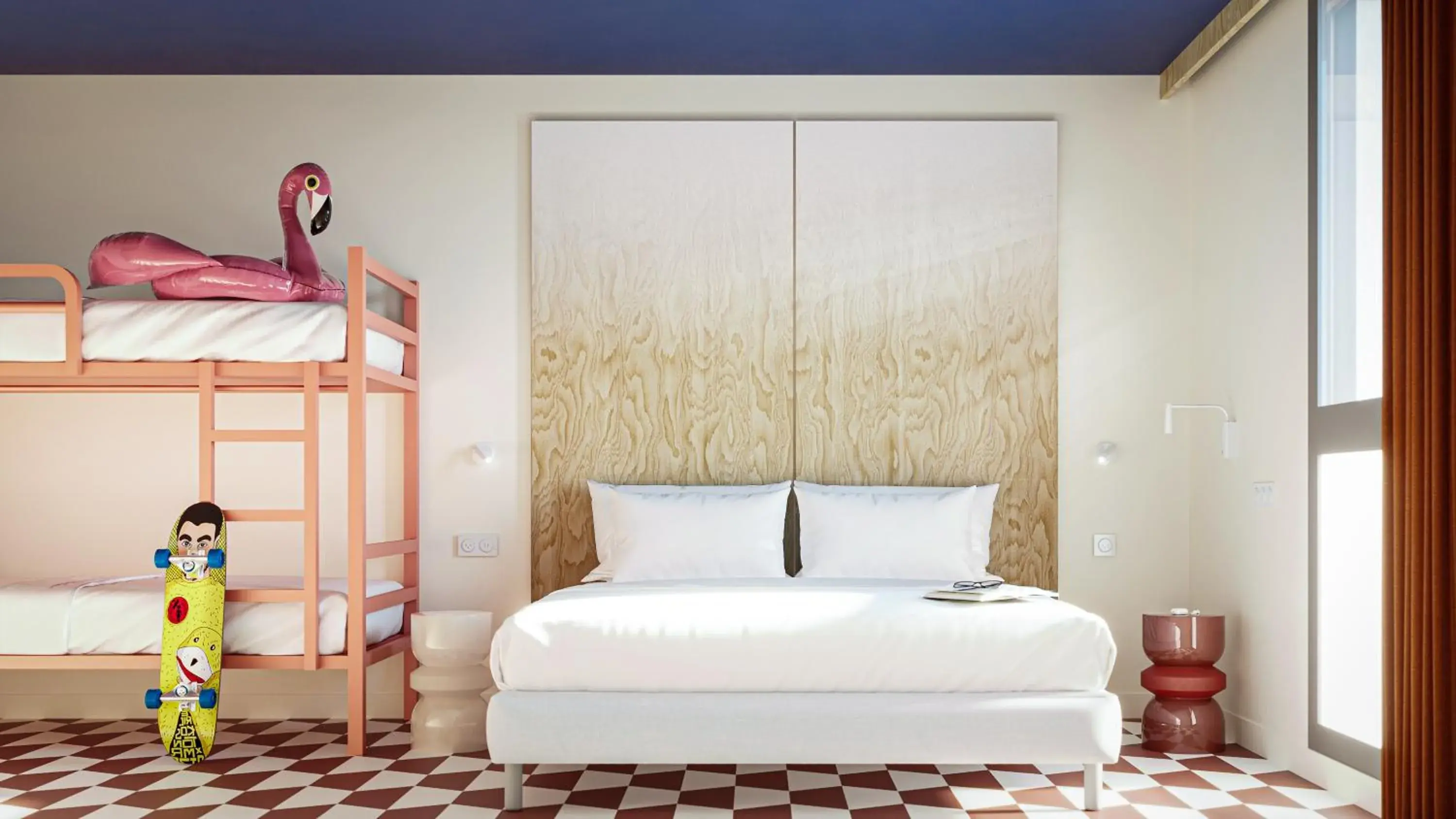 FAMILY ROOM (SINGLE BEDS AND 2 BUNK BEDS) in All Suites Hostel - Bassin d'Arcachon - Dune du Pilat FAMILY ROOM (SINGLE BEDS AND 2 BUNK BEDS) in All Suites Hostel - Bassin d'Arcachon - Dune du Pilat