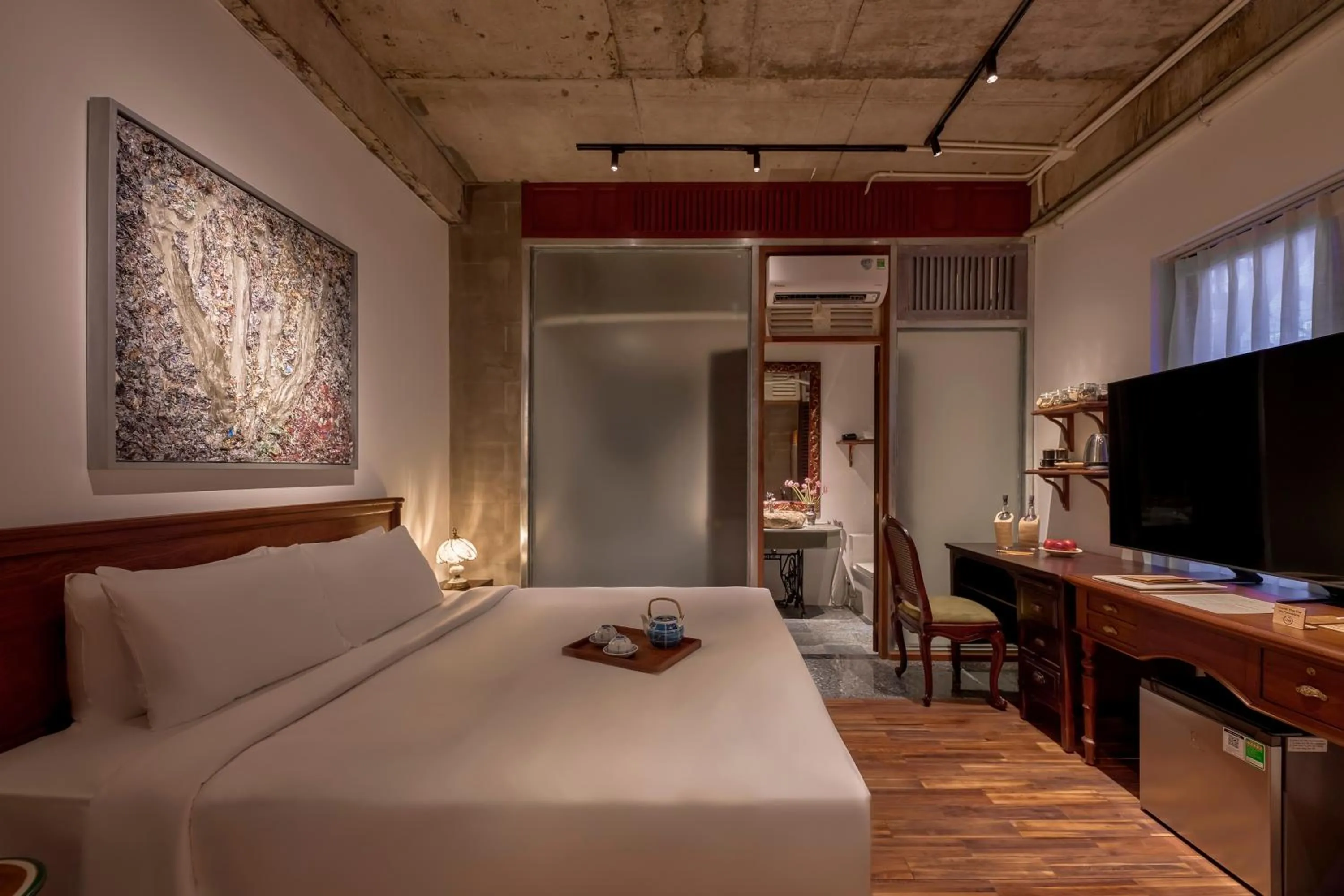 Decorative detail, Bed in Anima Saigon Boutique - Vietnamese Contemporary Art Hotel