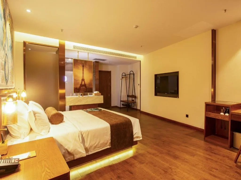 Bed in James Joyce Coffetel· Yinchuan International Exhibition Center Wanda Square Qinshui Street