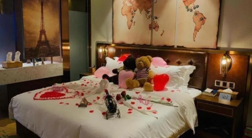 Bed in James Joyce Coffetel· Yinchuan International Exhibition Center Wanda Square Qinshui Street