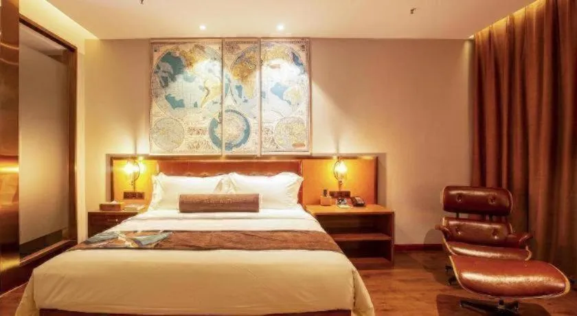 Bed in James Joyce Coffetel· Yinchuan International Exhibition Center Wanda Square Qinshui Street