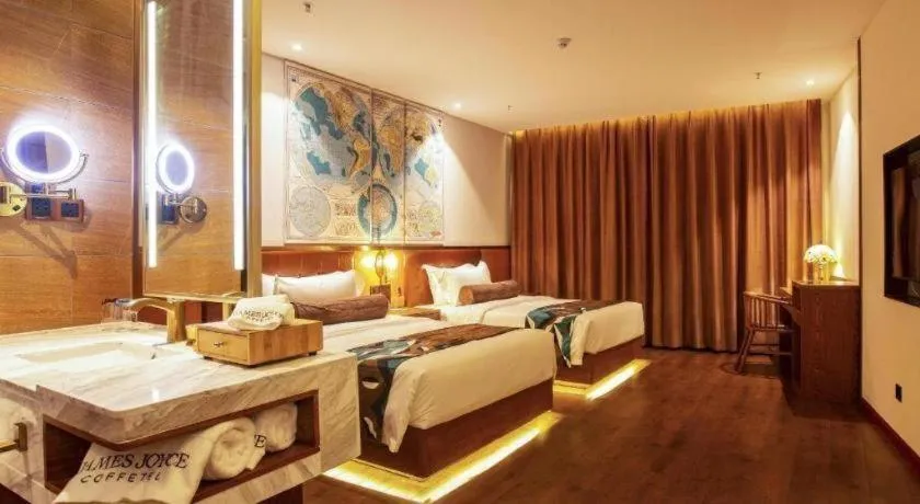 Bed in James Joyce Coffetel· Yinchuan International Exhibition Center Wanda Square Qinshui Street