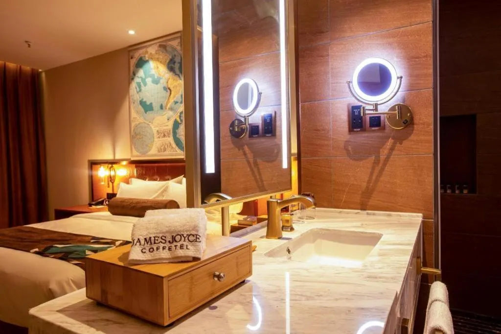 Bed in James Joyce Coffetel· Yinchuan International Exhibition Center Wanda Square Qinshui Street