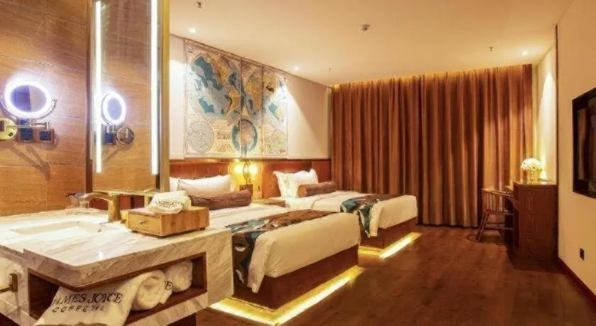 Bed in James Joyce Coffetel· Yinchuan International Exhibition Center Wanda Square Qinshui Street