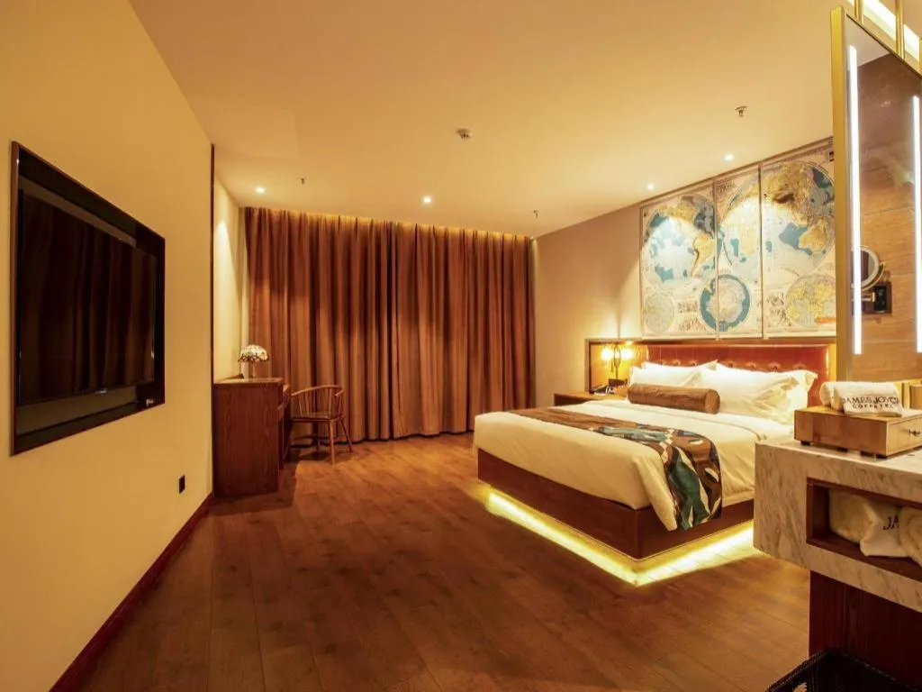 Bed in James Joyce Coffetel· Yinchuan International Exhibition Center Wanda Square Qinshui Street