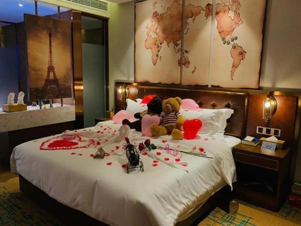 Bed in James Joyce Coffetel· Yinchuan International Exhibition Center Wanda Square Qinshui Street