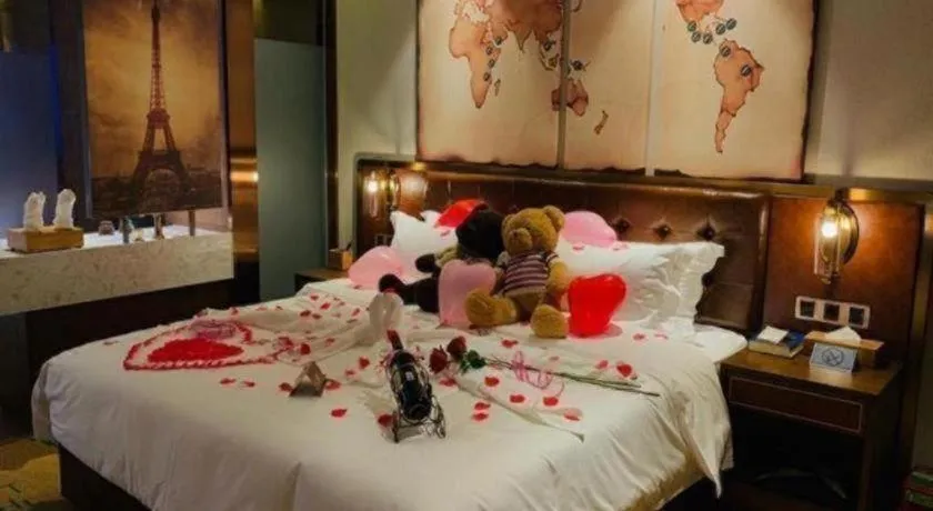 Bed in James Joyce Coffetel· Yinchuan International Exhibition Center Wanda Square Qinshui Street