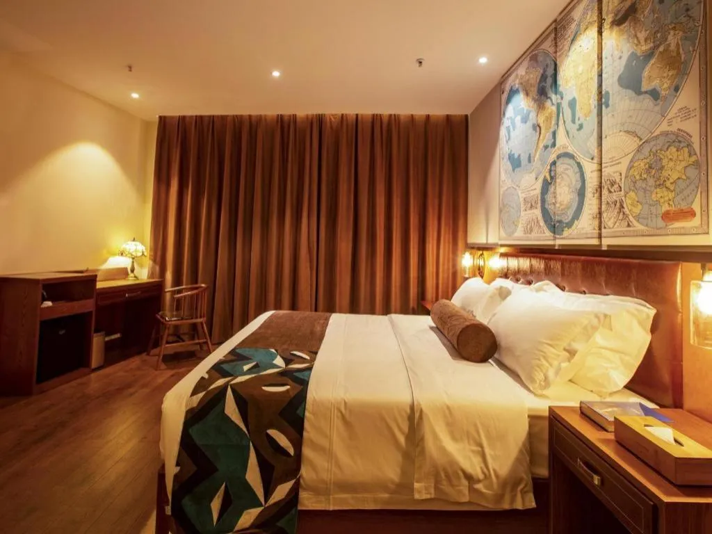 Bed in James Joyce Coffetel· Yinchuan International Exhibition Center Wanda Square Qinshui Street