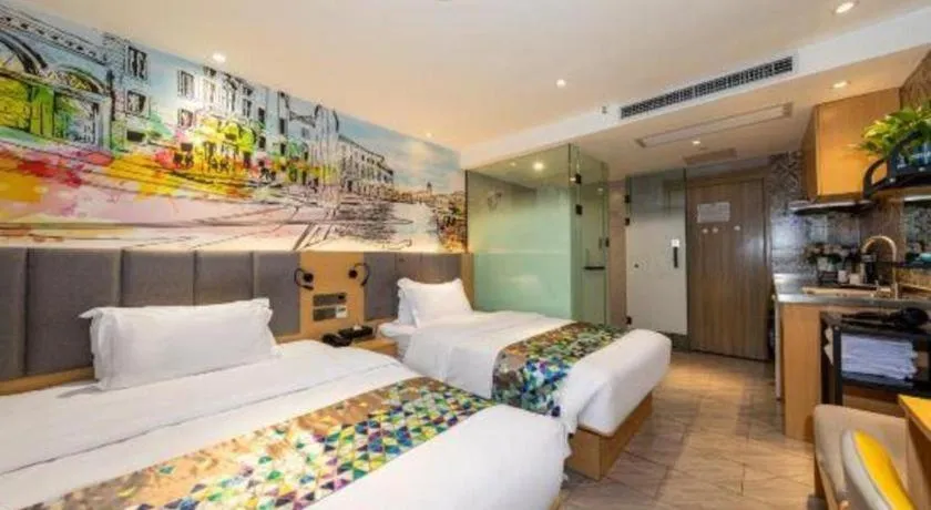 Bed in ZMAX Hotel Beijing Tongzhou Universal Tourist Resort Linheli Metro Station