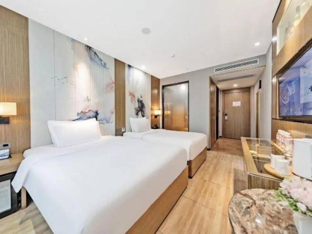 Bed in ZMAX Hotel Beijing Tongzhou Universal Tourist Resort Linheli Metro Station