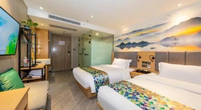 Bed in ZMAX Hotel Beijing Tongzhou Universal Tourist Resort Linheli Metro Station