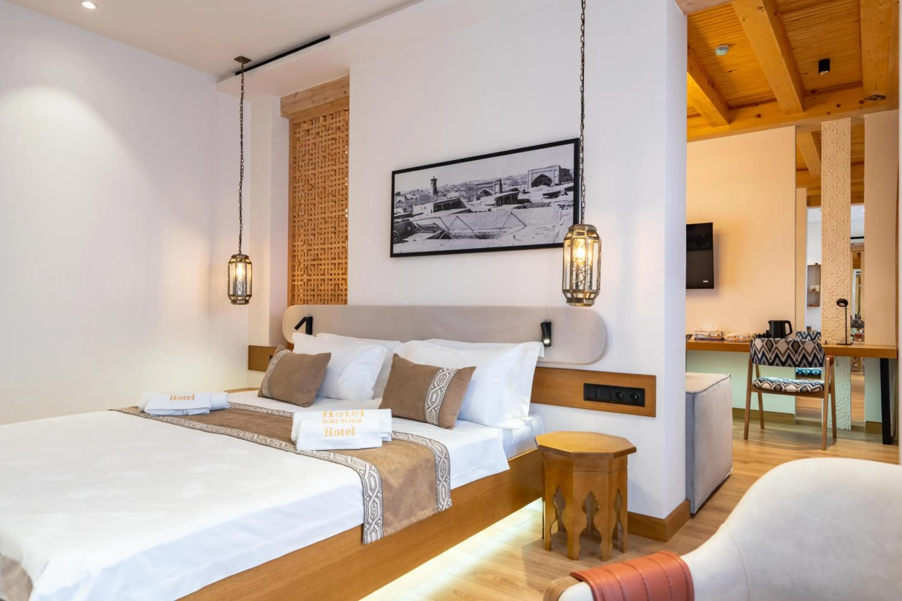 Photo of the whole room, Bed in Sarhad Hotel