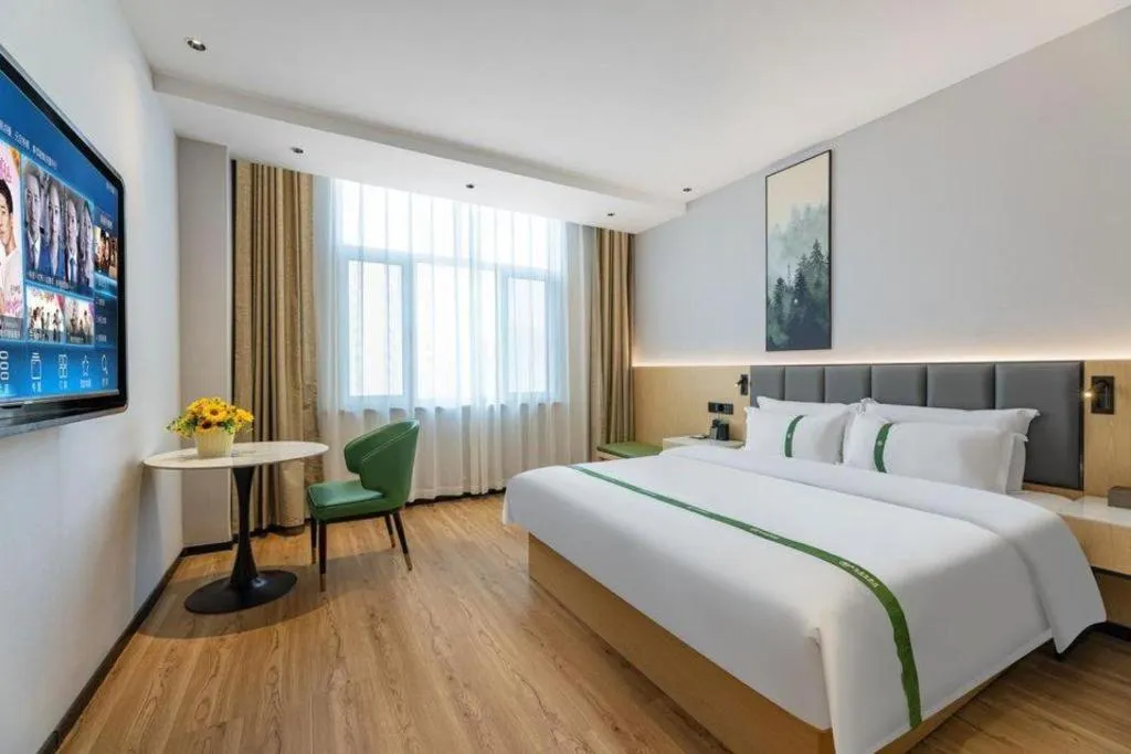 Bed in GreenTree Inn Hebei Langfang Bazhou Railway Station West Yingbin Road Express Hotel