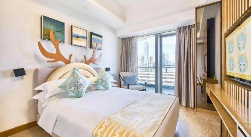 Bed in Huafa Executive Apartment Hotel Zhuhai