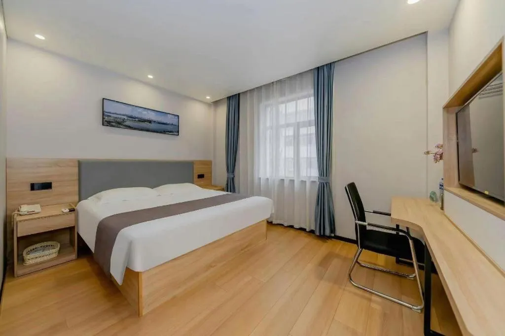 Bed in GreenTree Inn Nanjing Confucius Temple Sanshan Street Subway Station Express Hotel