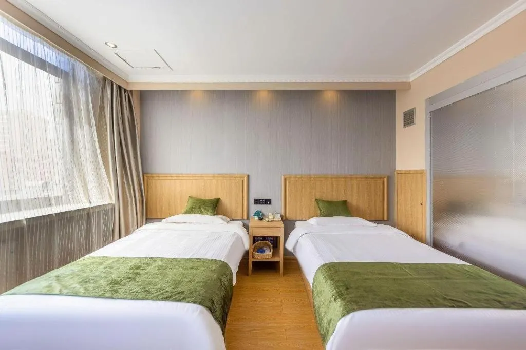 Bed in GreenTree Inn Lanzhou Gongjiawan Yangjiaqiao Express Hotel