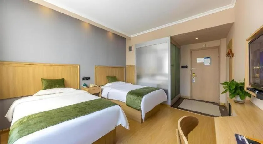 Bed in GreenTree Inn Lanzhou Gongjiawan Yangjiaqiao Express Hotel