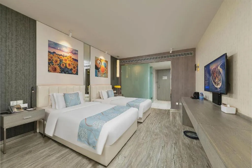 Bed in Jinjiang Metropolo Hotel Shenyang Country Garden Datong Lake Subway Station Branch