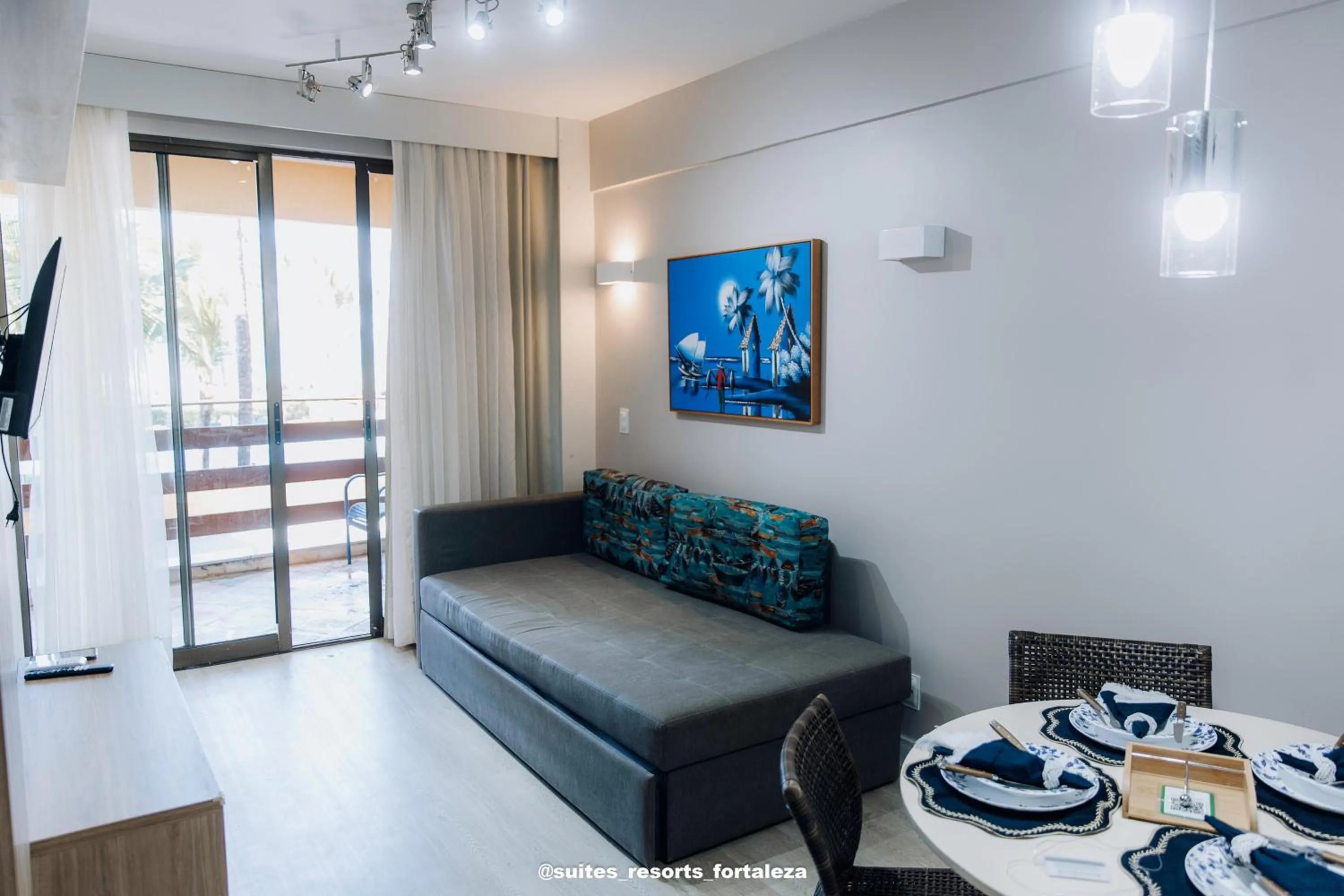 Living room in Apartamento - Pé na areia - Ao lado do parque aquático - Administrado por Anfitrião