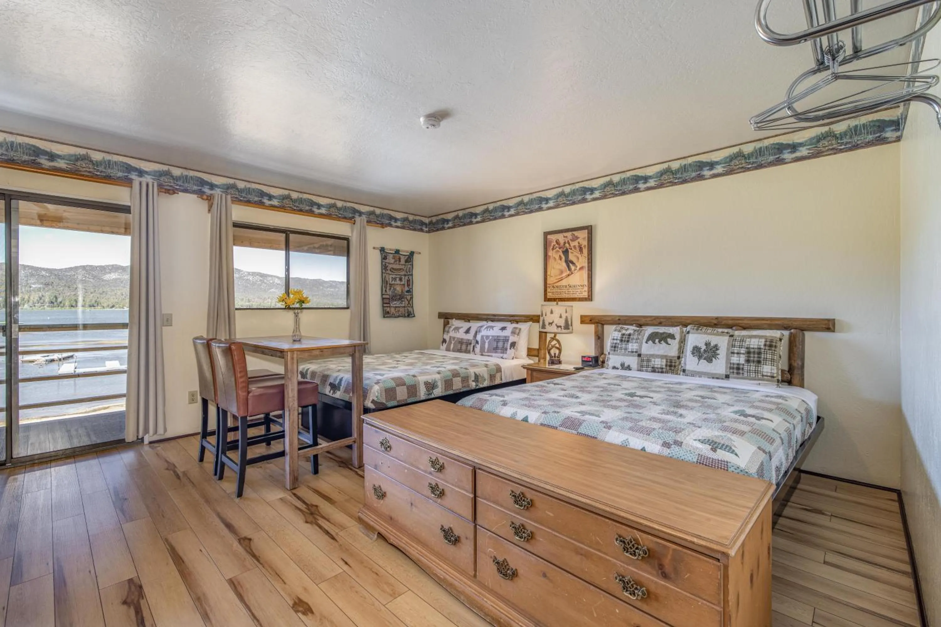 Bed in Big Bear Lakefront Lodge