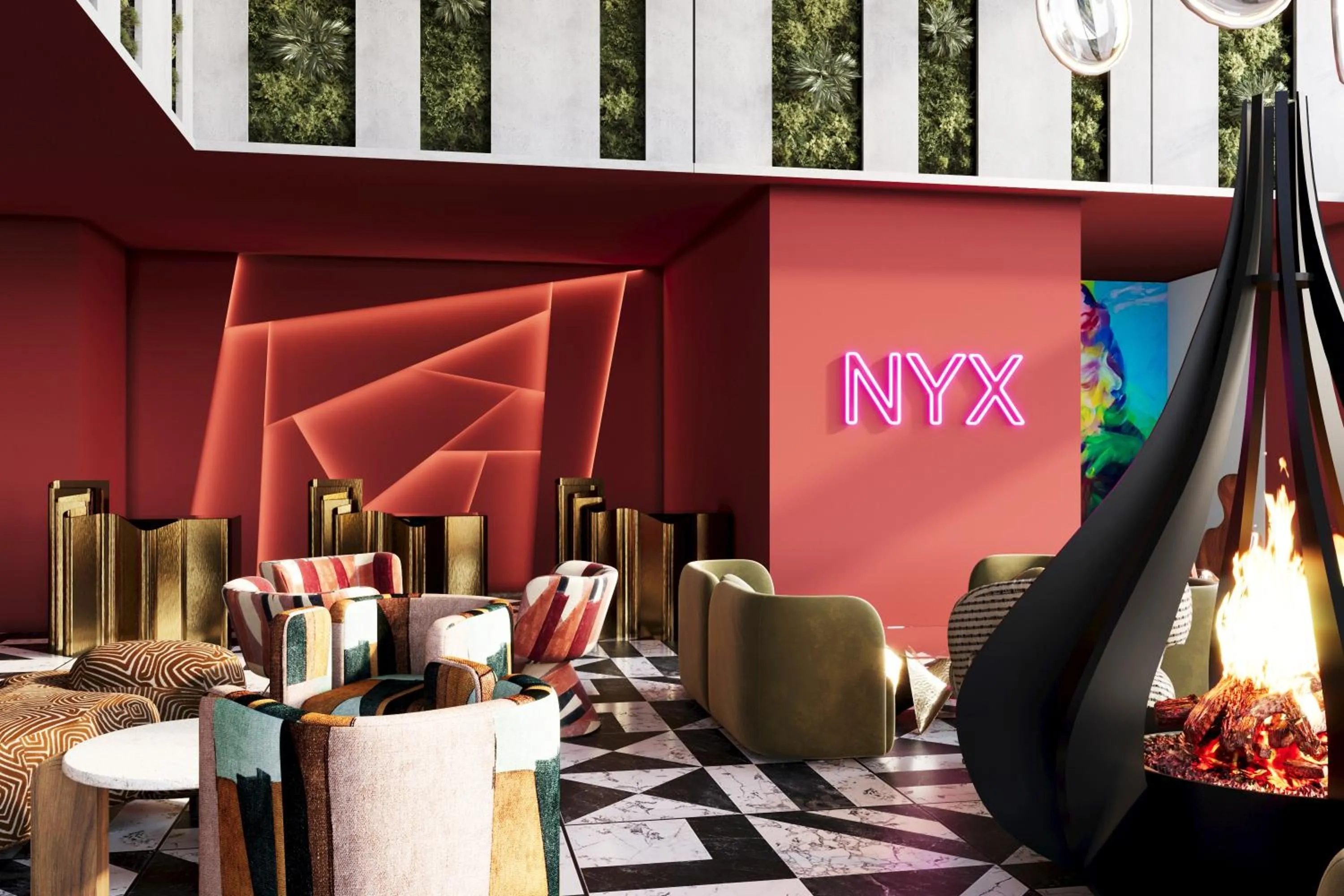 Living room in NYX Hotel Thessaloniki