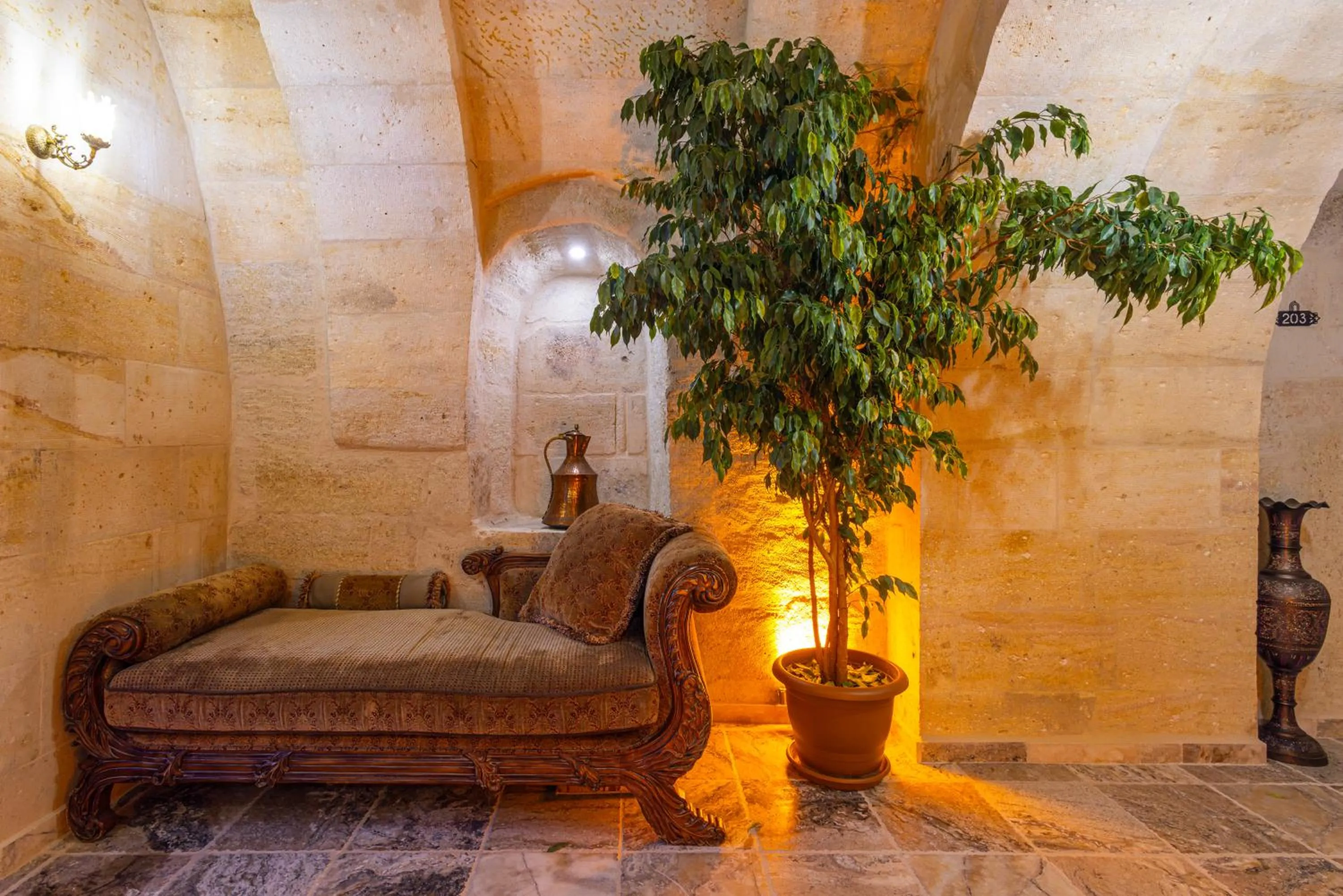 Seating area in Lagoon Cave Suites