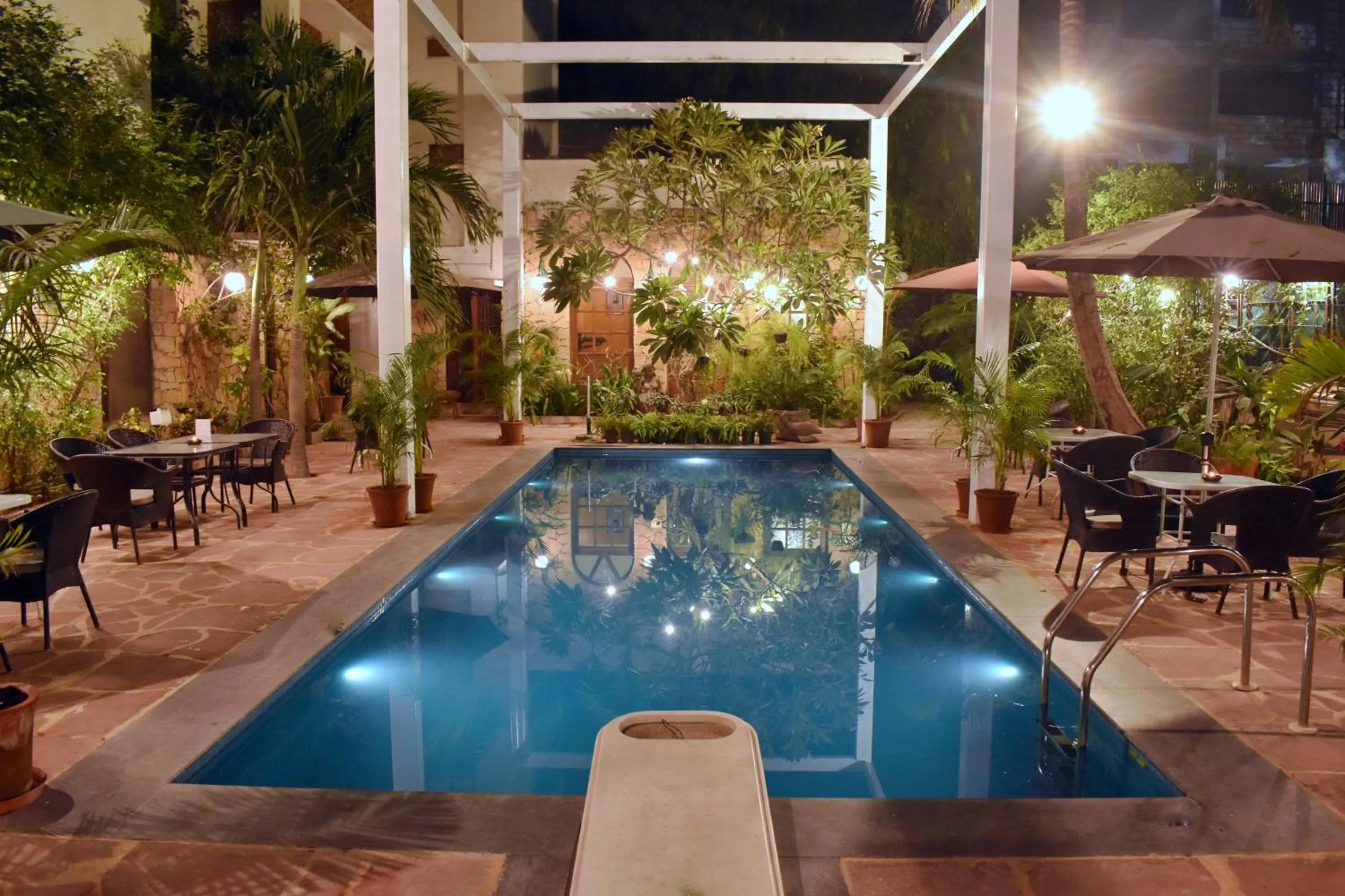 Pool view in WelcomHeritage Mani Mansion