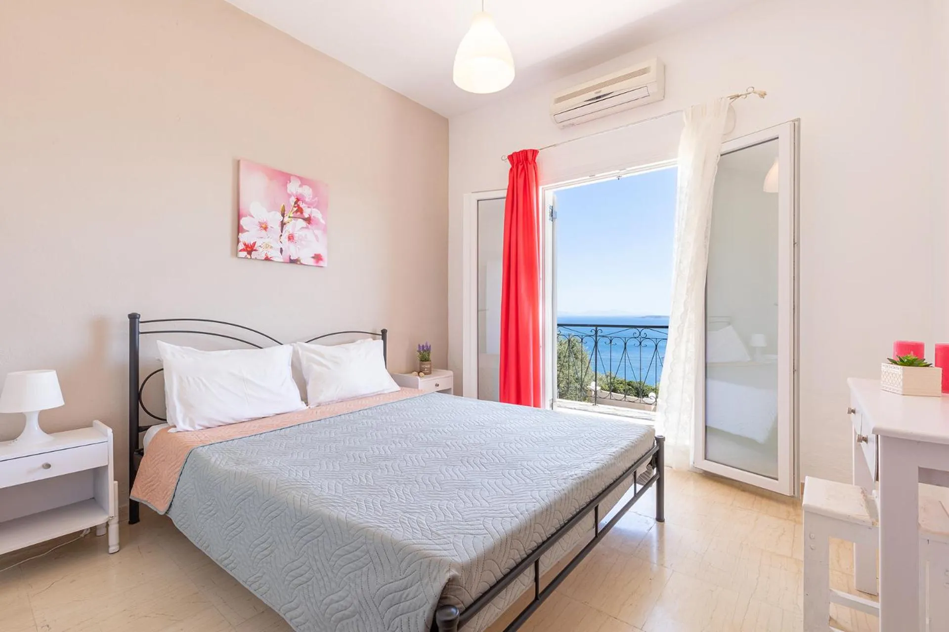 Balcony/Terrace, Bed in Katerina Horizon Apartments by Konnect - 1,8km from Ipsos beach