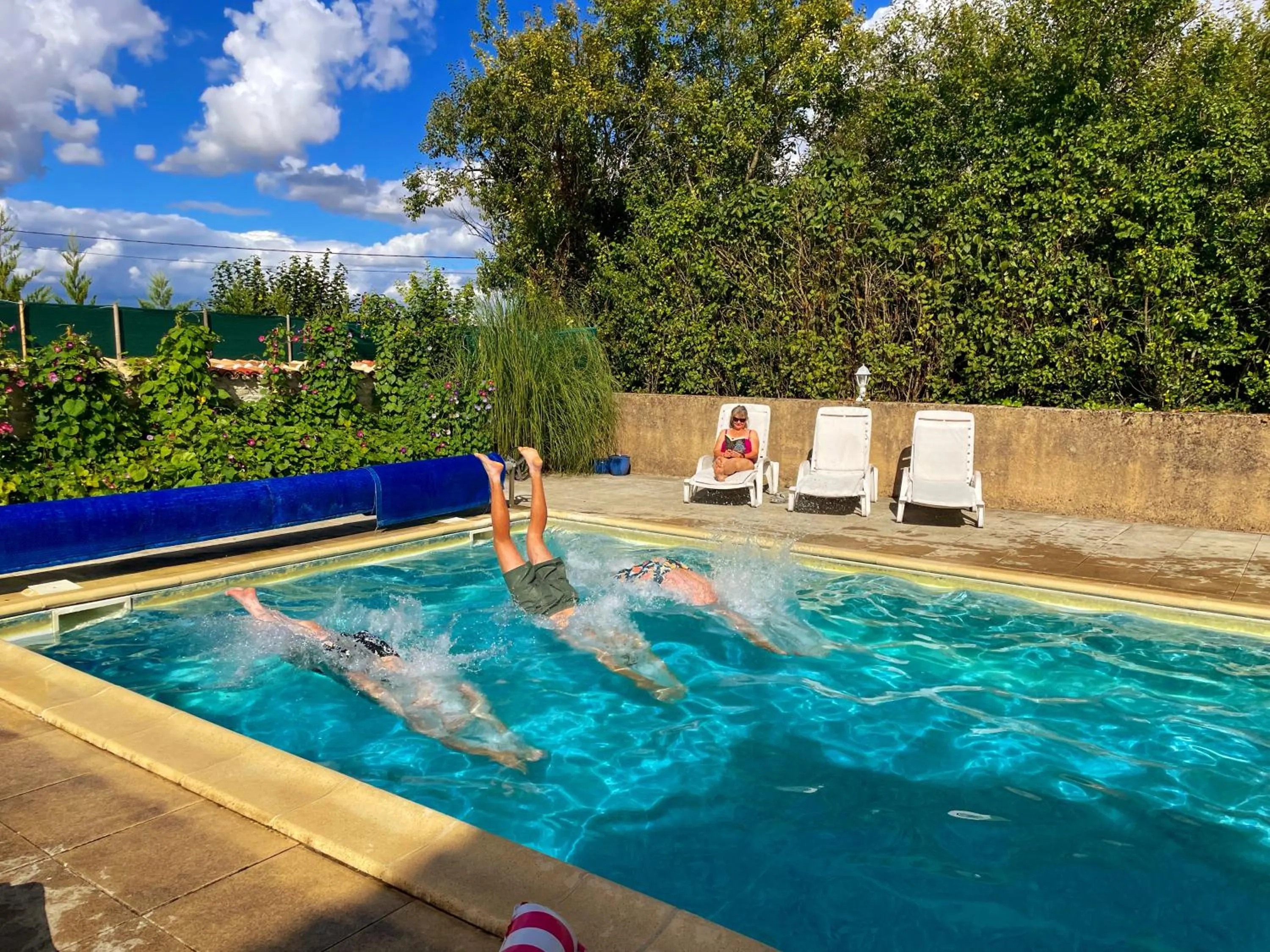 Swimming pool in Le Noisetier at Les Hiboux Gites