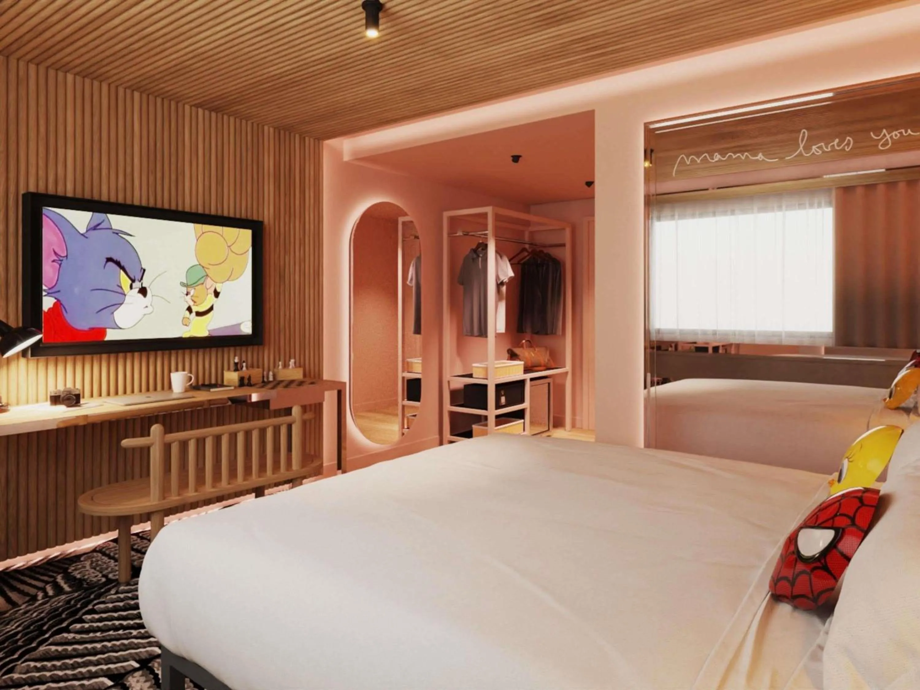 Bedroom, Bed in Mama Shelter Zurich