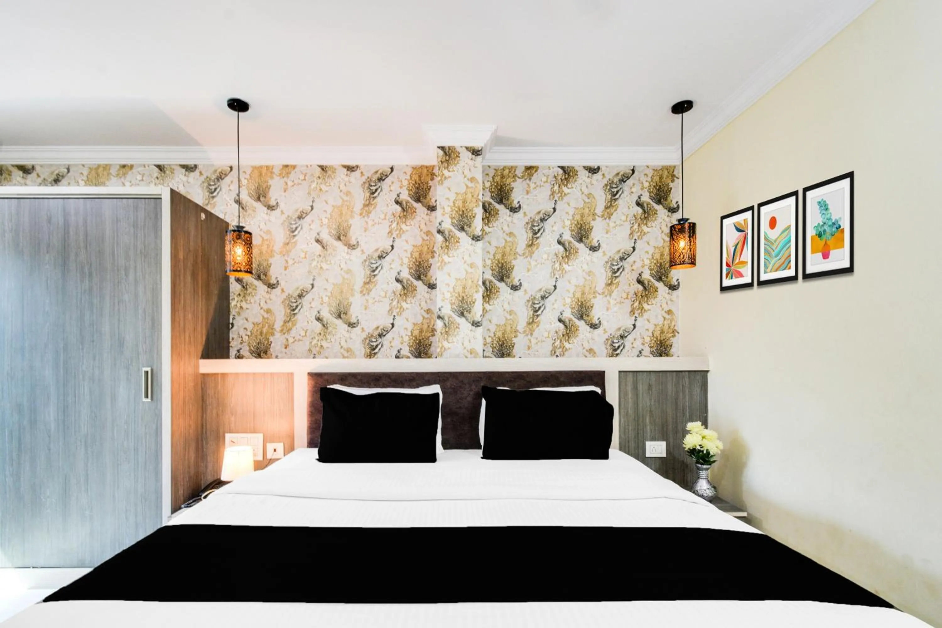 Bedroom, Bed in Townhouse Shamshabad Paradise Formerly Blue Petals Hotel