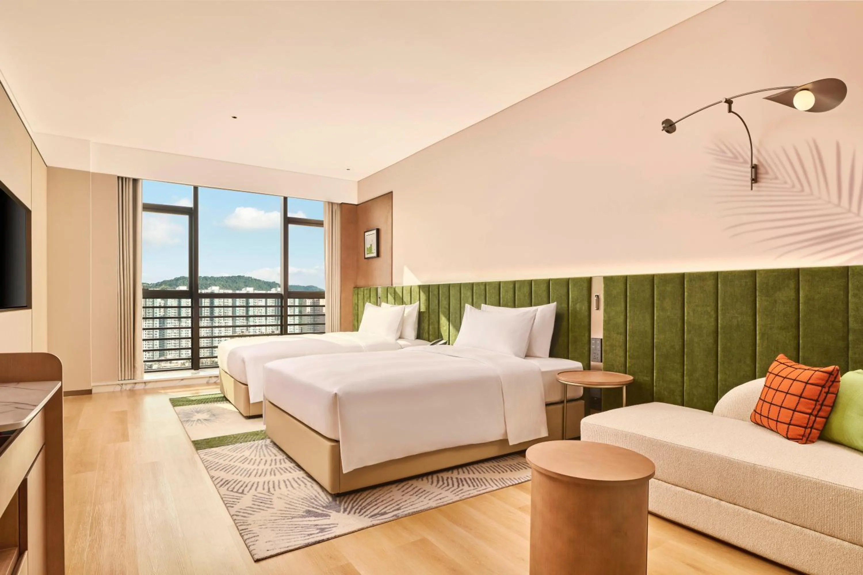 Decorative detail, Bed in Hilton Garden Inn Zhongshan South