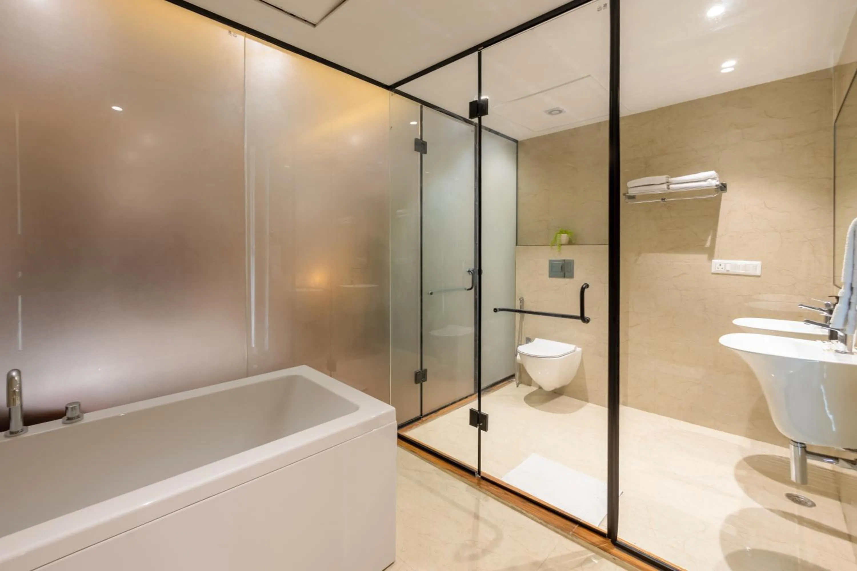 Shower in Saltstayz Premier Suite Chandigarh Mohali