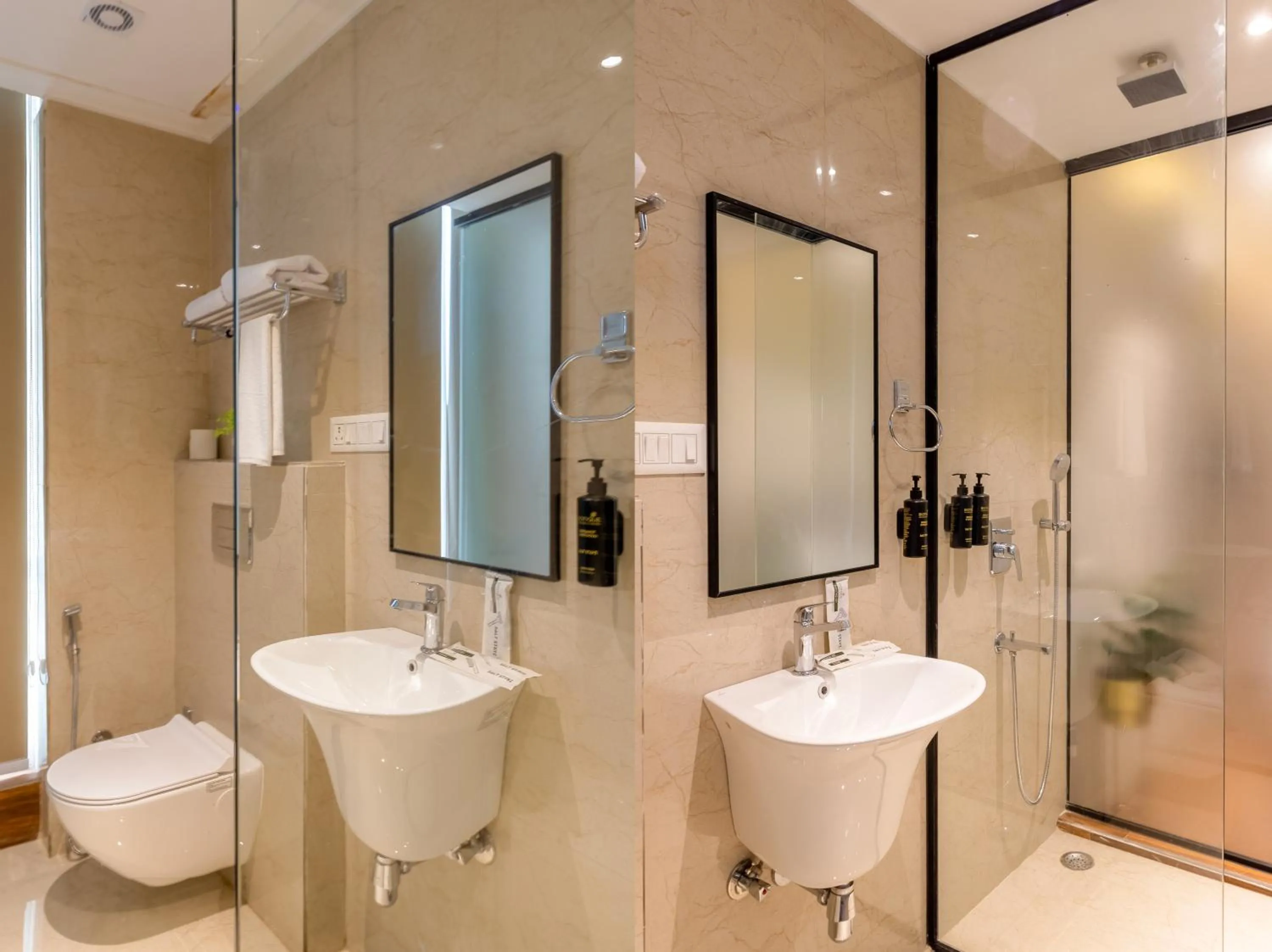 Shower in Saltstayz Premier Suite Chandigarh Mohali