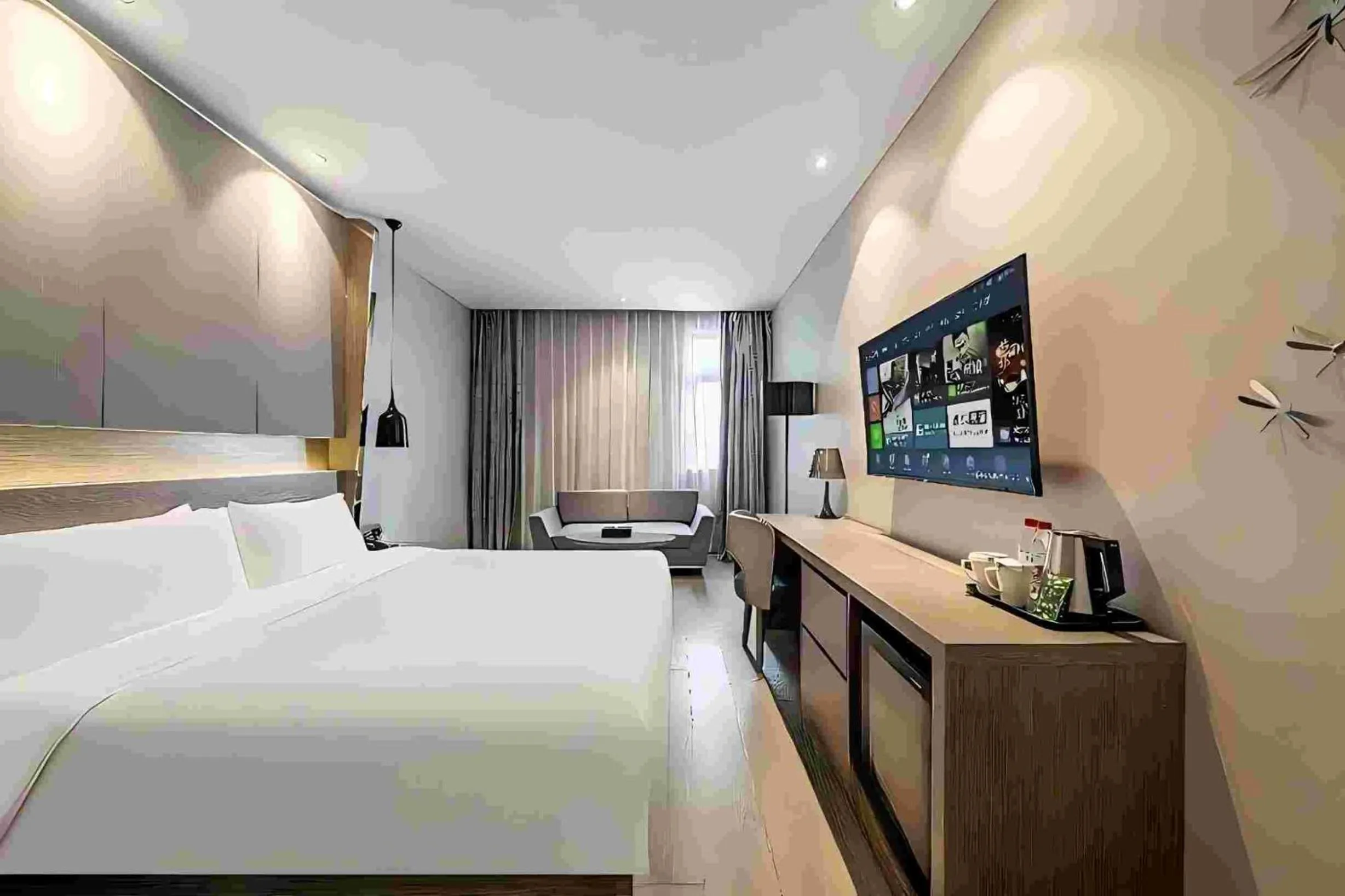 Photo of the whole room, Bed in JL Boutique Hotel shanghai Tian An 1000 Trees Jing An Temple changshou Road Store