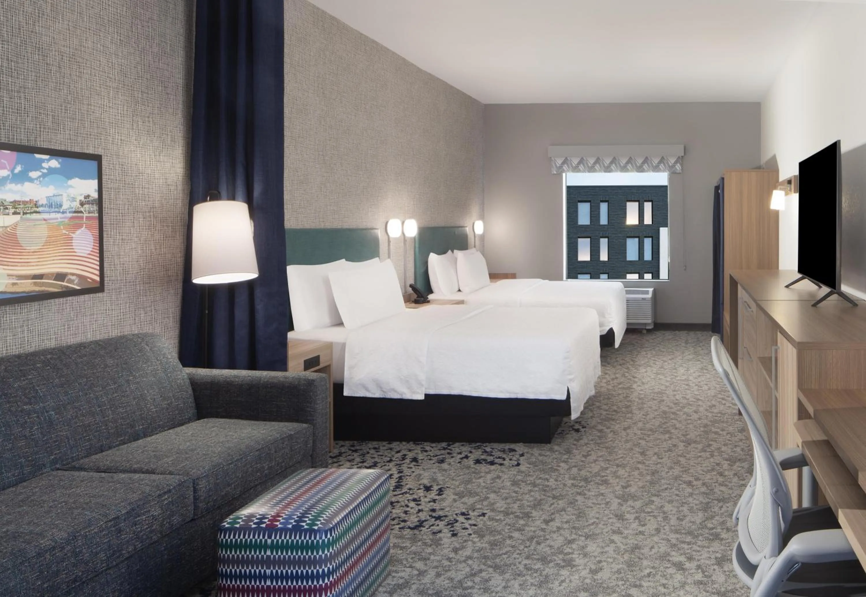 Living room, Bed in Home2 Suites By Hilton Owensboro