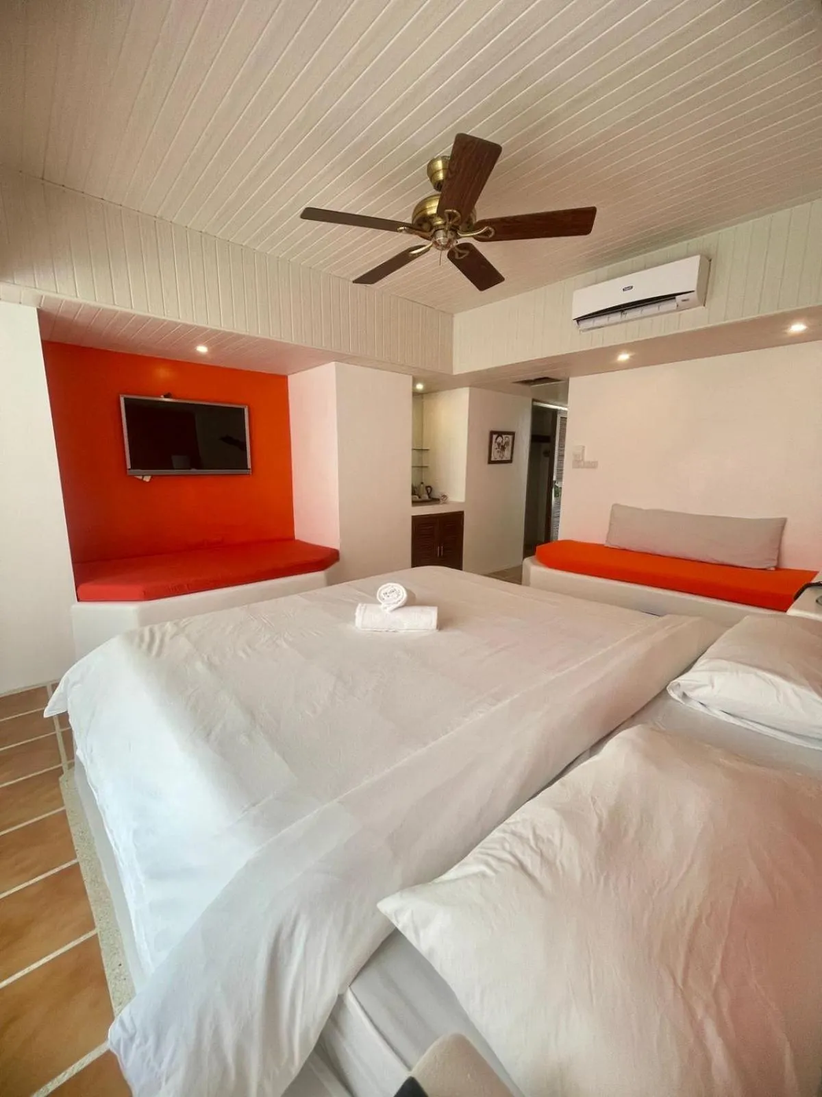 View (from property/room), Bed in Calypso Beach and Dive Resort