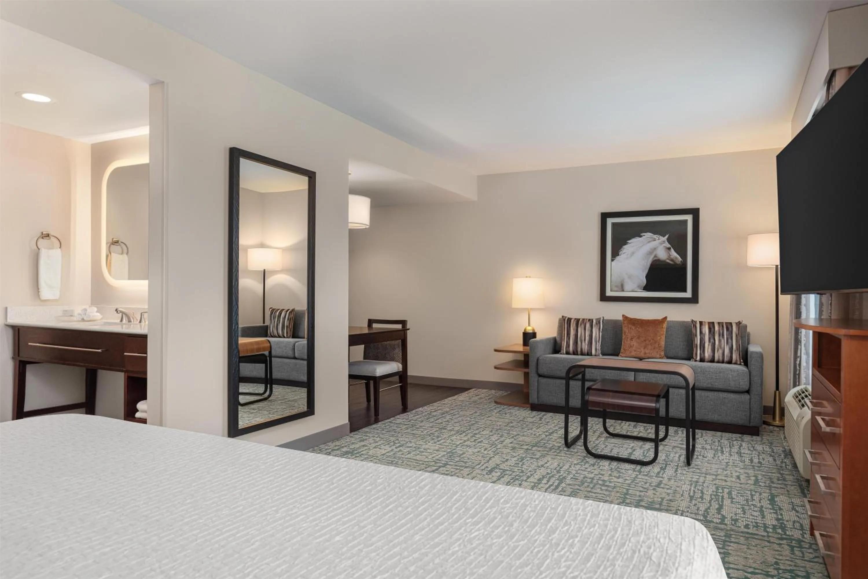 Living room, Bed in Homewood Suites TechRidge Parmer @ I-35