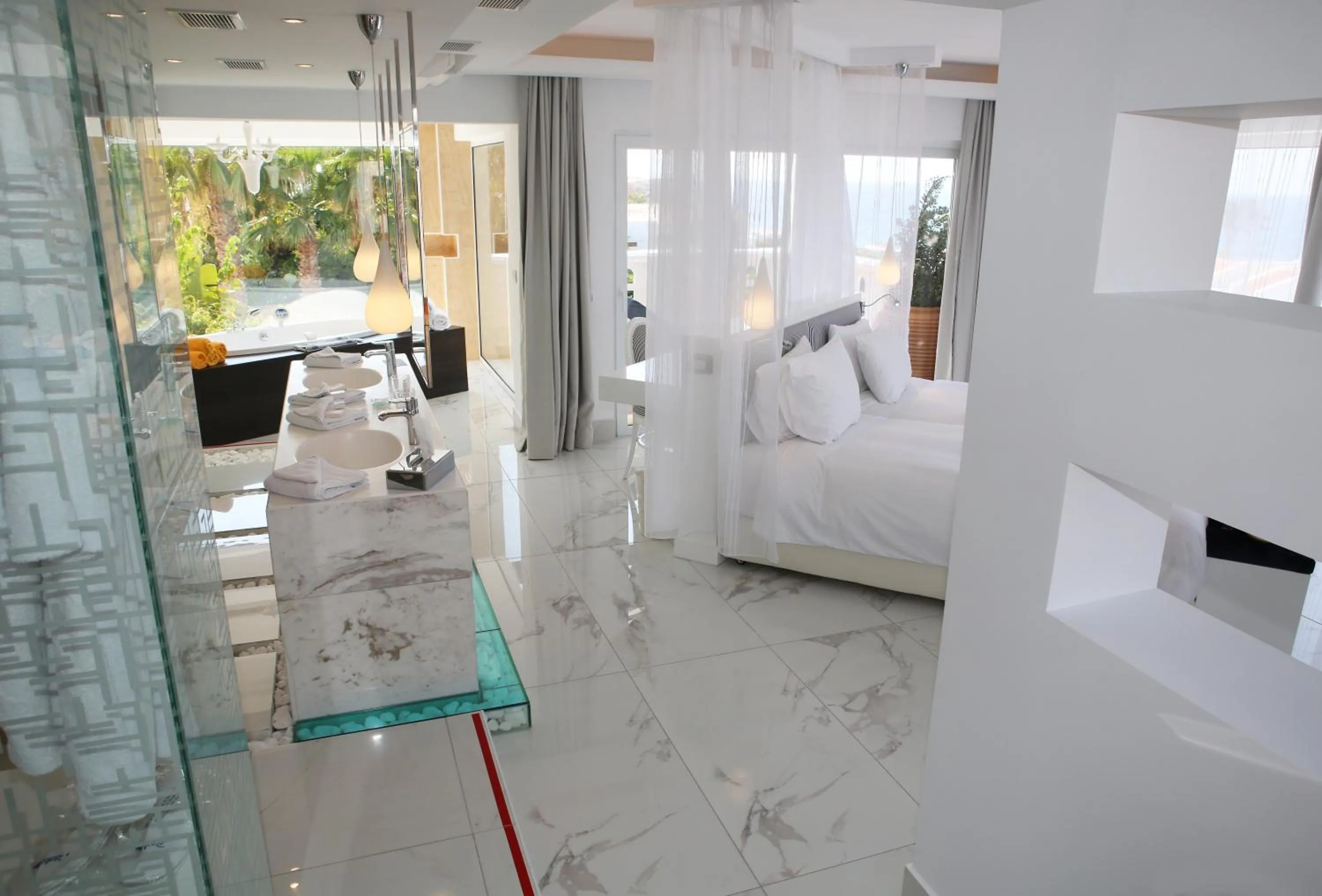 Bathroom, Bed in Minos Imperial Luxury Beach Resort & Spa Milatos