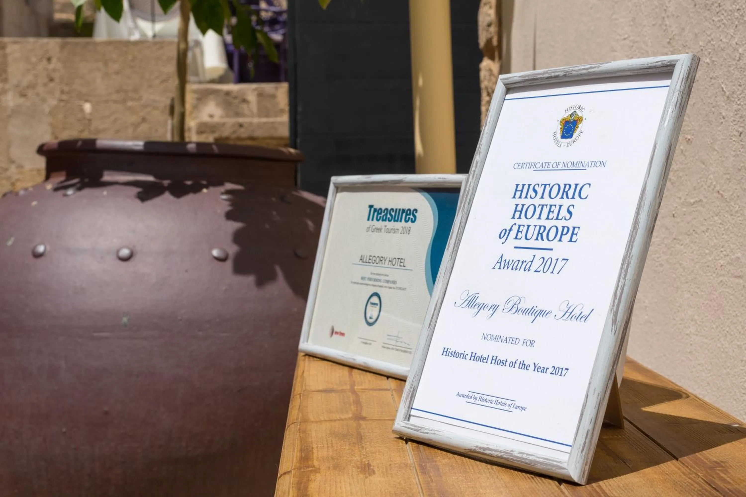 Certificate/Award in Allegory Boutique Hotel