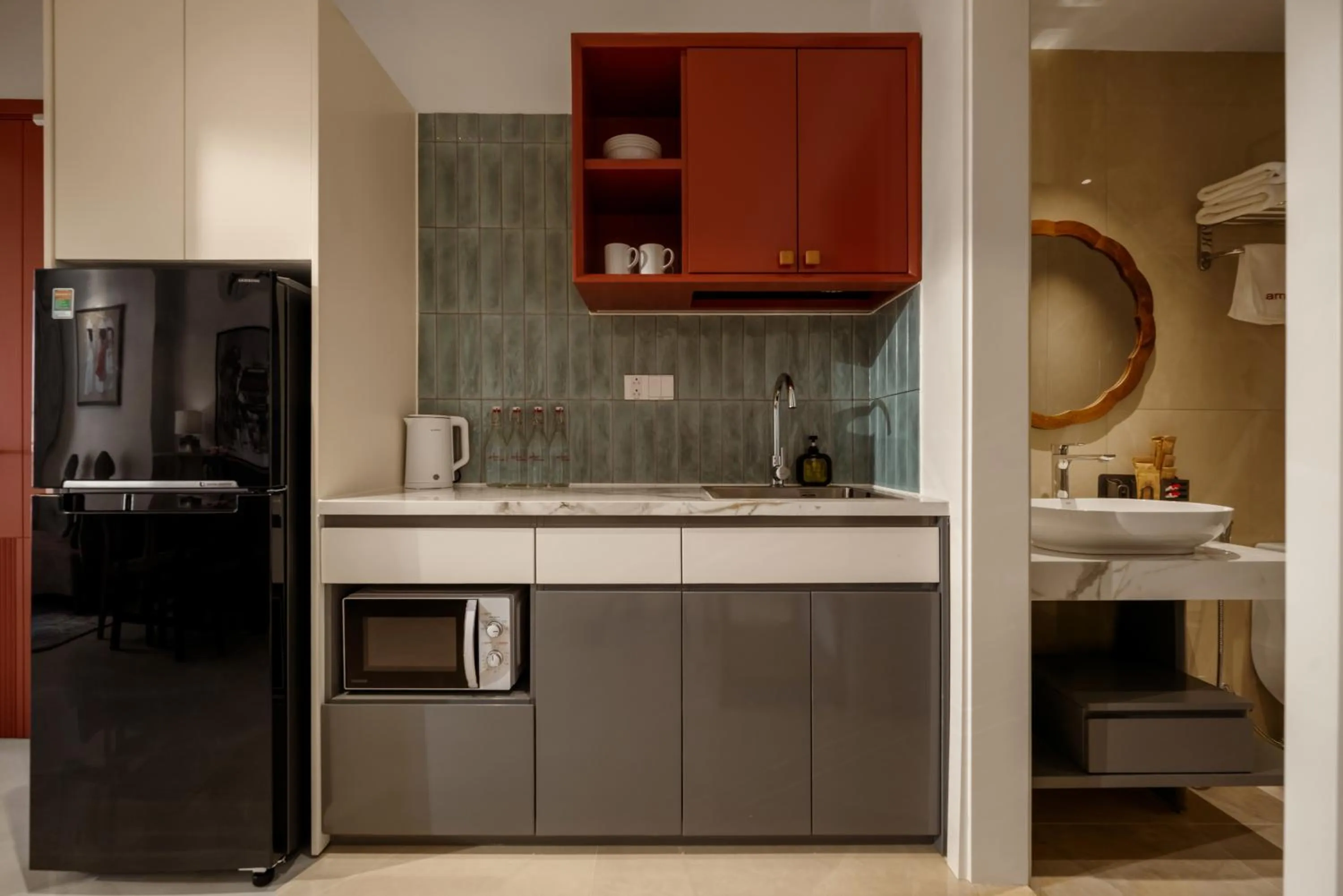 Kitchen or kitchenette in Amber Bay Hotel & Suites Da Nang