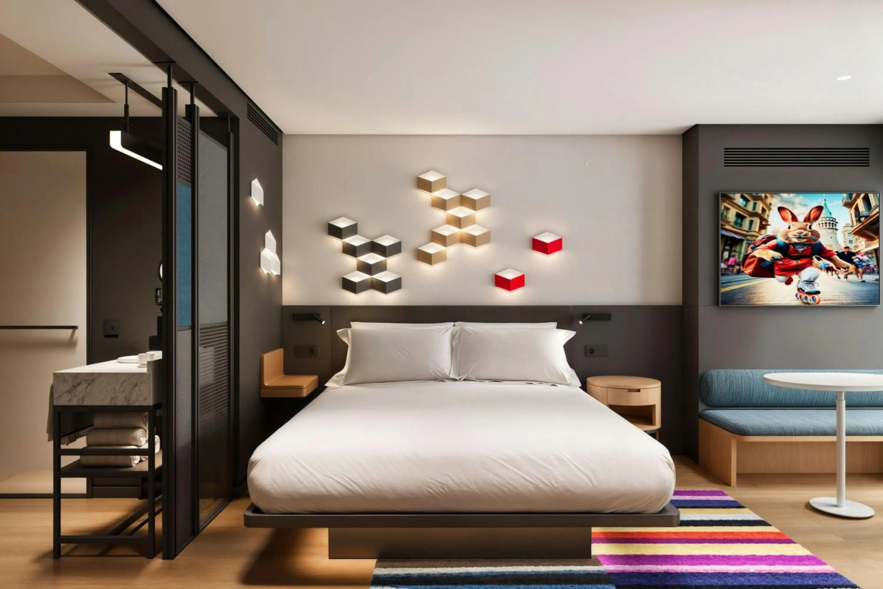 Photo of the whole room, Bed in Aloft Istanbul Karakoy