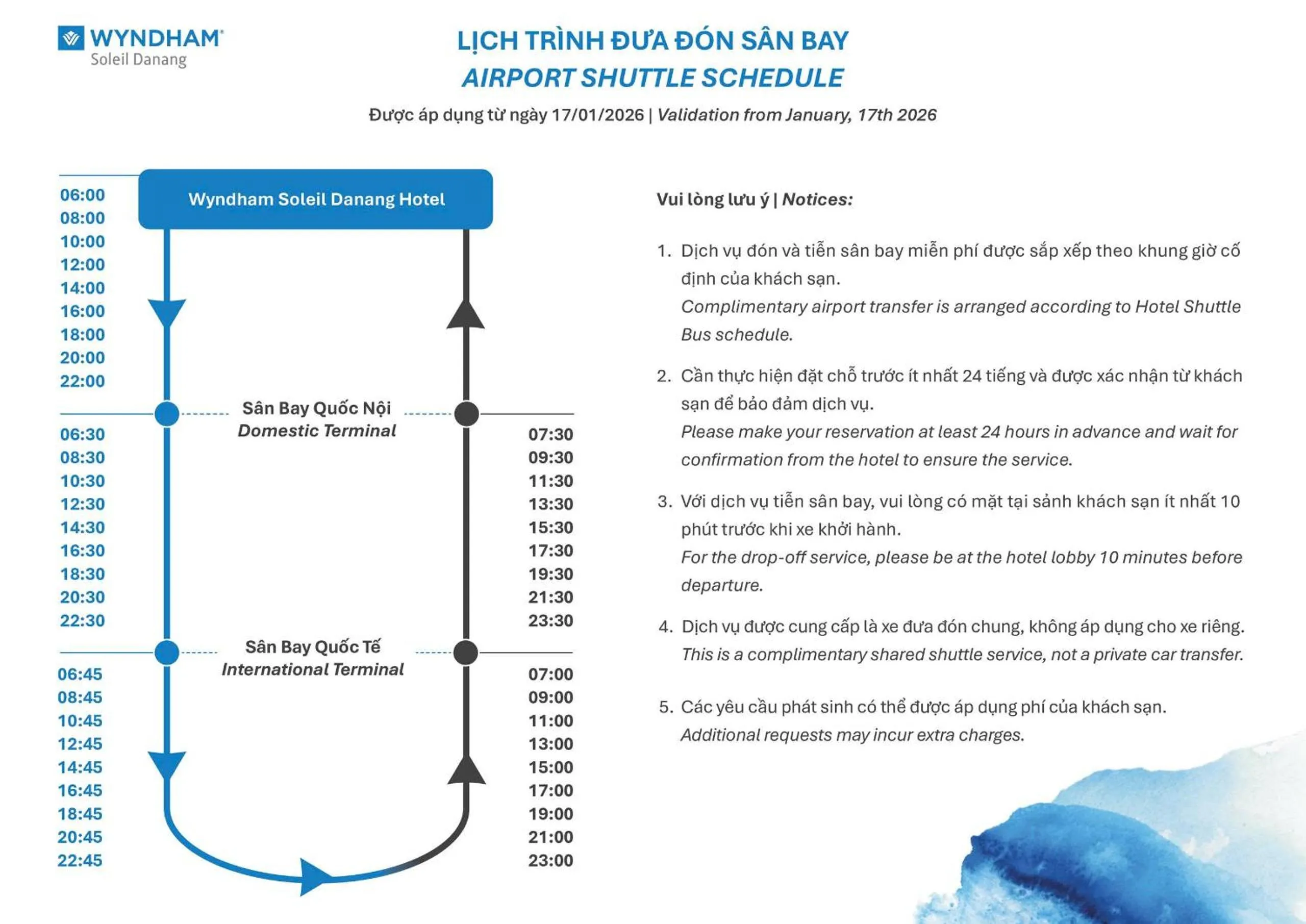 shuttle in Wyndham Soleil Danang - Free Schedule Airport Shuttle