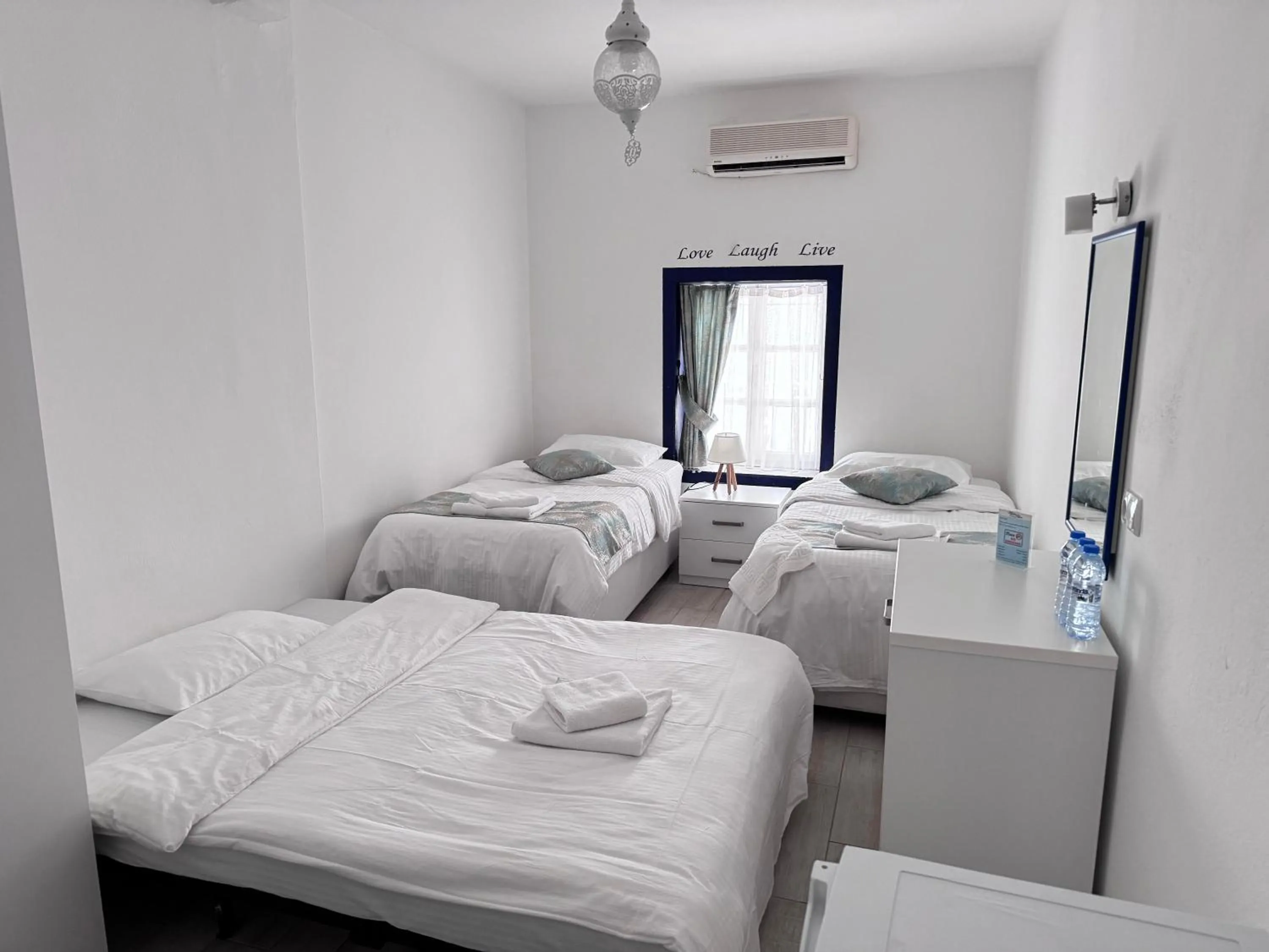 Bed in White and Blue Bodrum