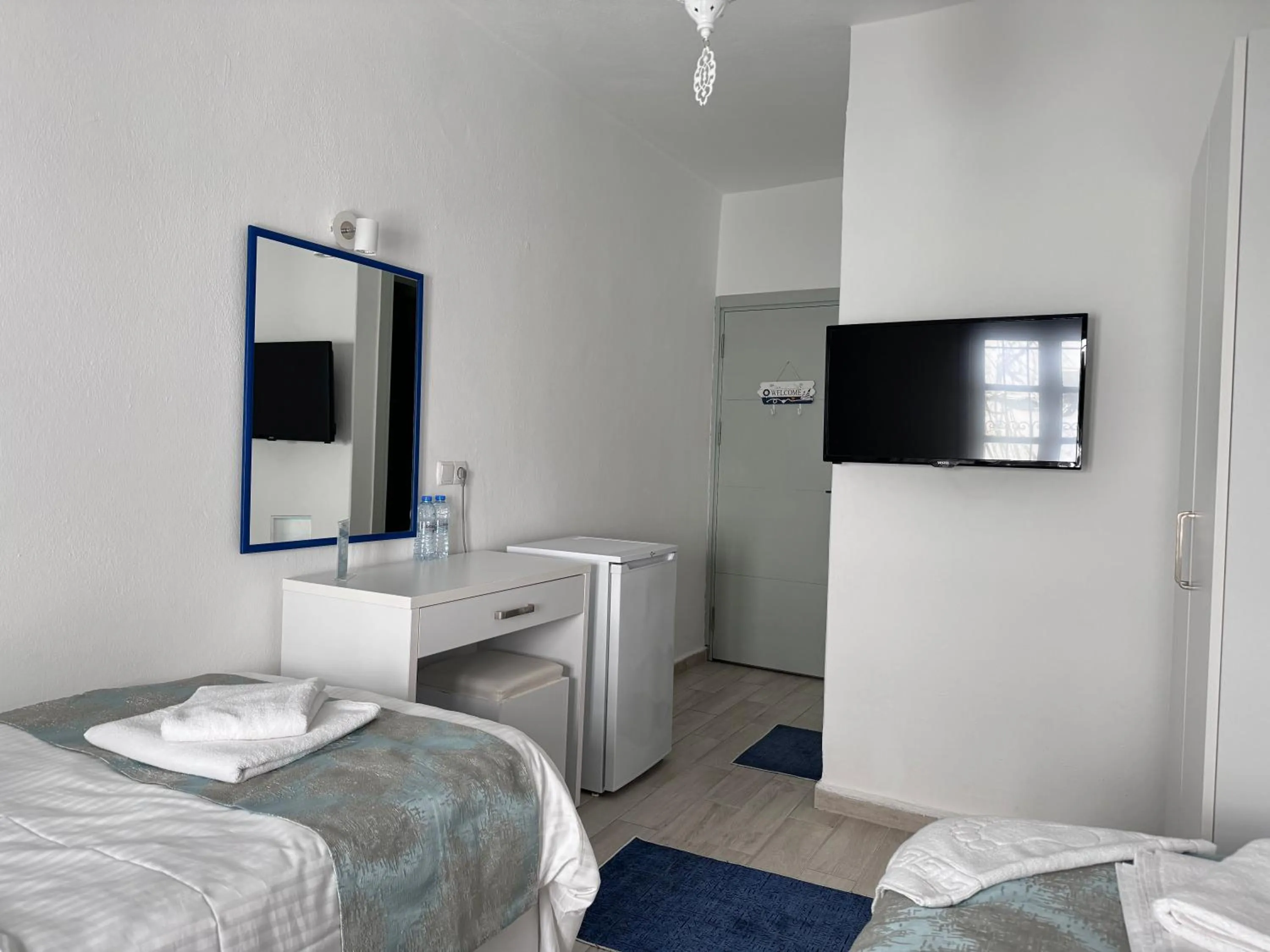 Bed in White and Blue Bodrum