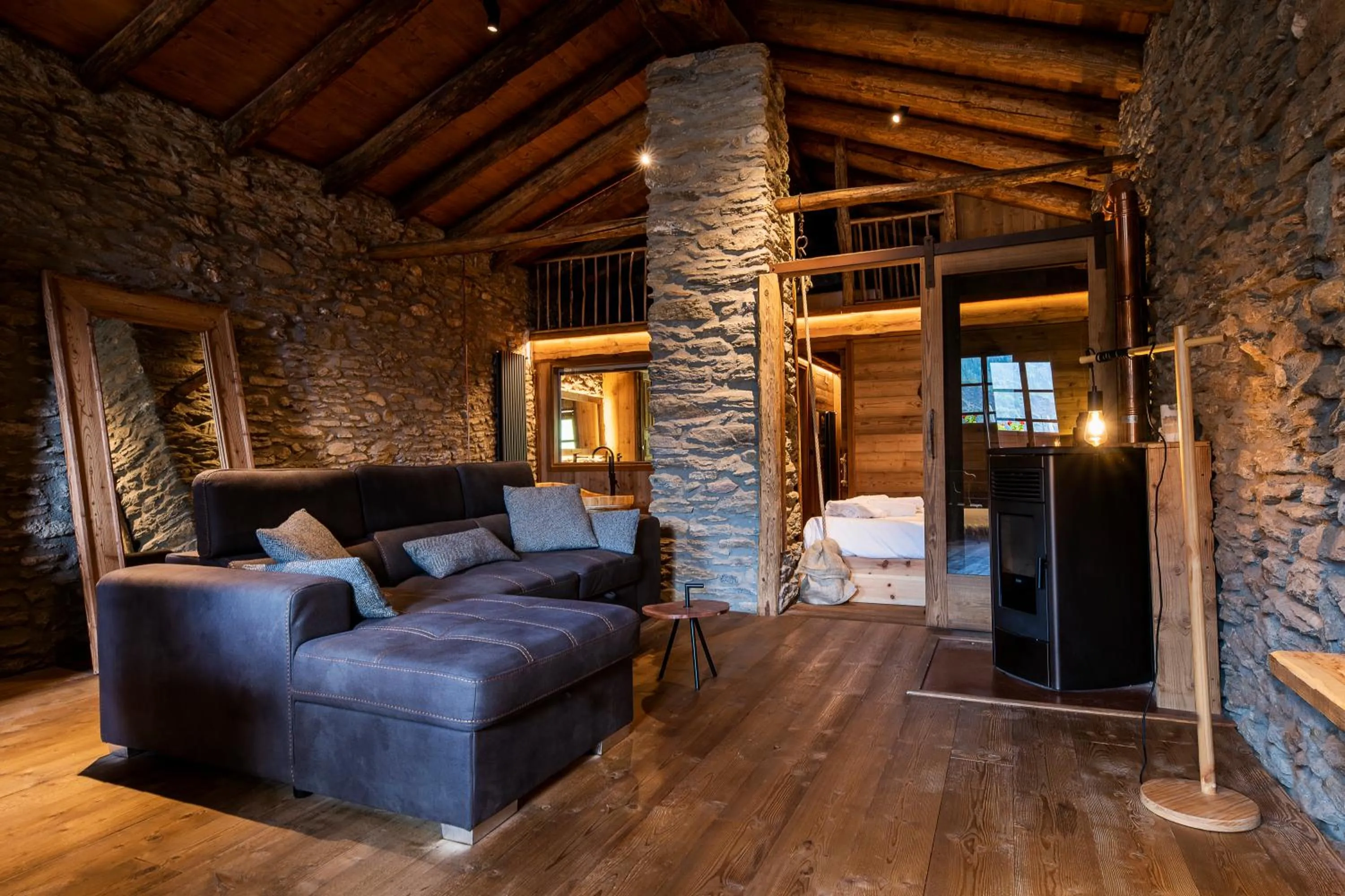 Living room, Bed in Brieis Relais Alpino