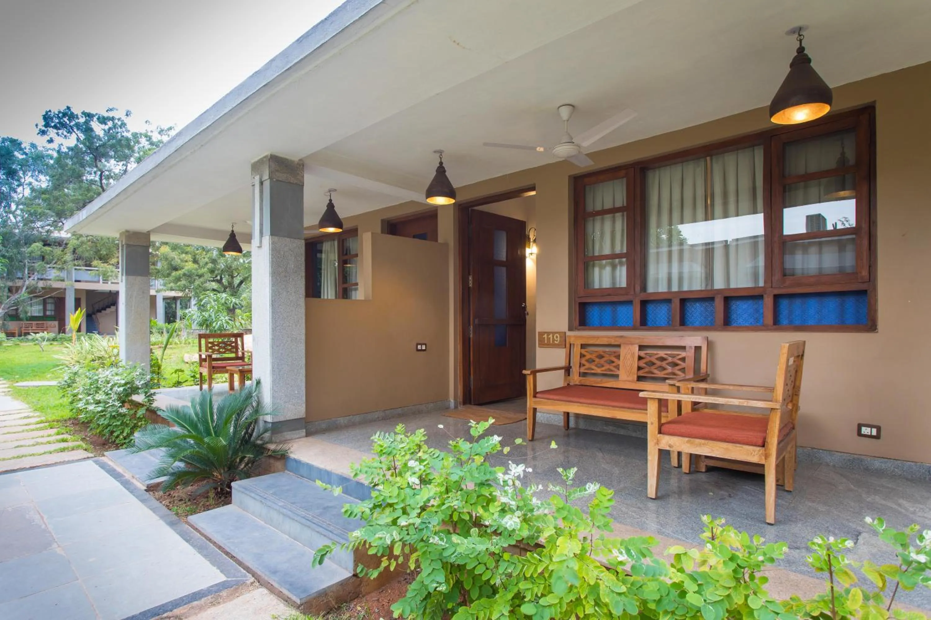 Seating area in Heritage Resort Hampi