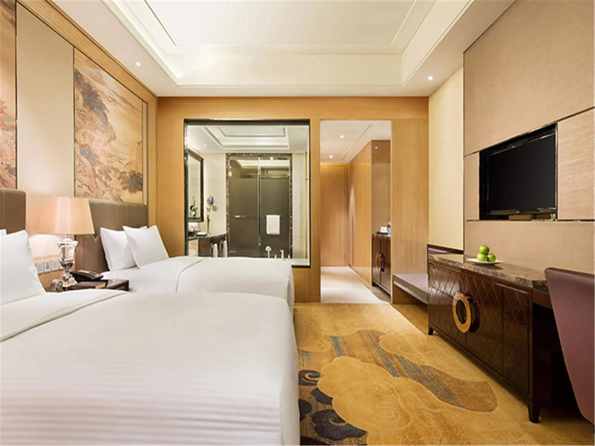 Bedroom, Bed in Wanda Realm Fushun