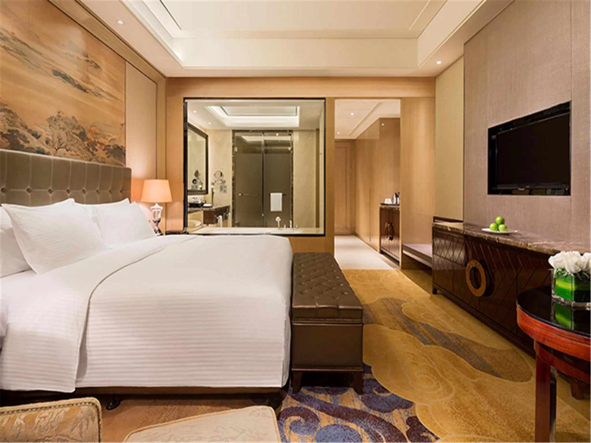 Bedroom, Bed in Wanda Realm Fushun